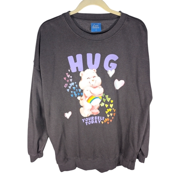 Care Bear Rainbow Bear Positive Hug Yourself Today Oversized Crewneck Small - Picture 1 of 3